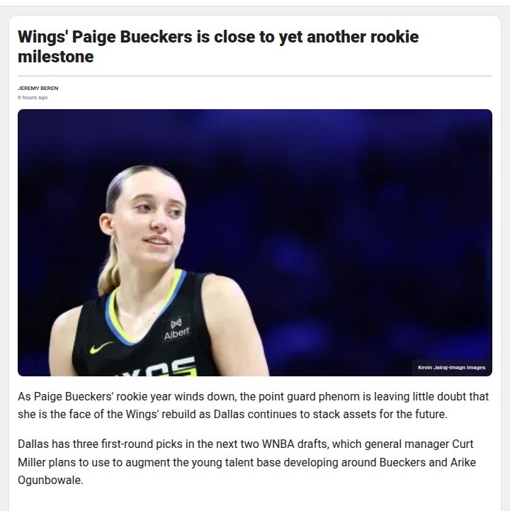 Paige Bueckers chases rookie history in Dallas
