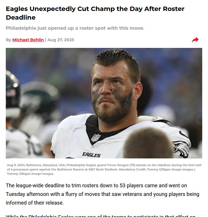 Eagles shake up roster by cutting Keegan