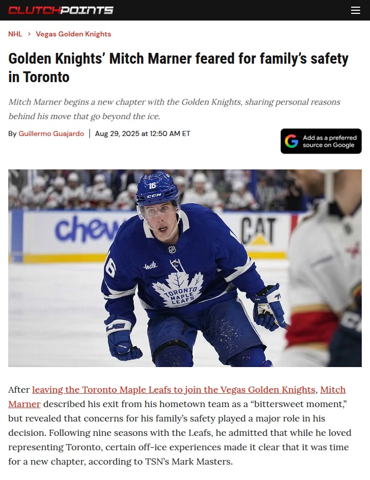 Marner’s Tough Goodbye: Safety Over Leafs Loyalty