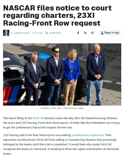 NASCAR Court Drama: 23XI & Front Row vs. France