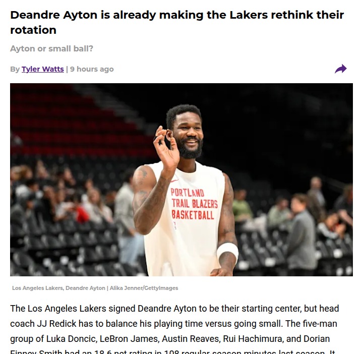 Ayton shakes up Lakers’ game plan