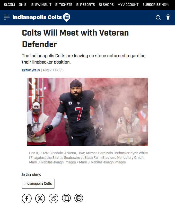 Colts eye veteran linebacker for defense boost