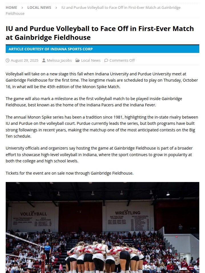 IU vs Purdue volleyball rivalry hits Gainbridge