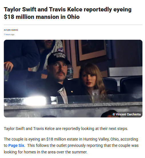 Taylor Swift engaged: Mansion dreams in Ohio