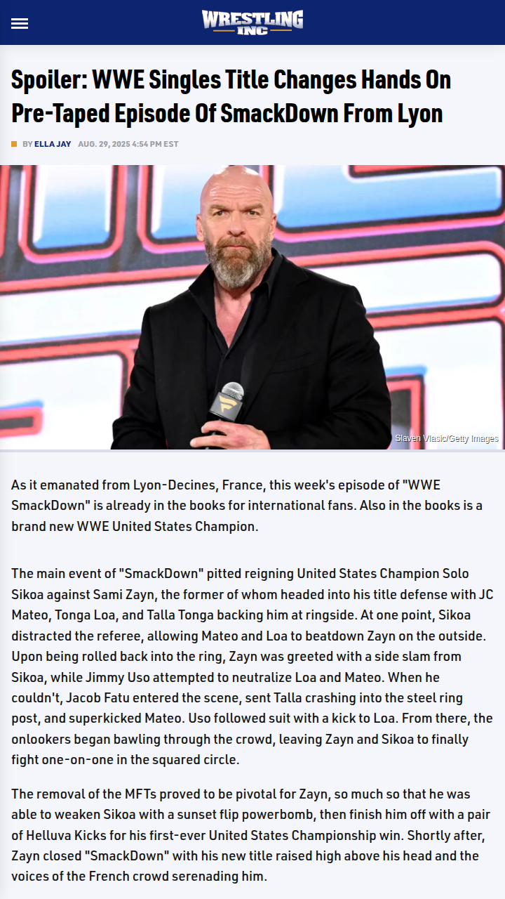 Sami Zayn Shocks Lyon: New US Champ Crowned!