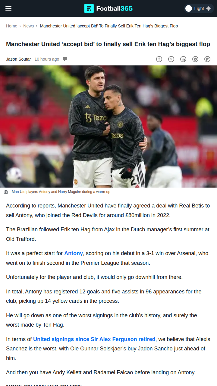 Red Devils Finally Cut Ties with Antony