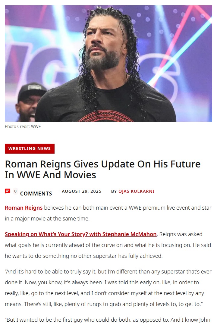 Tribal Chief Eyes WWE & Hollywood Domination