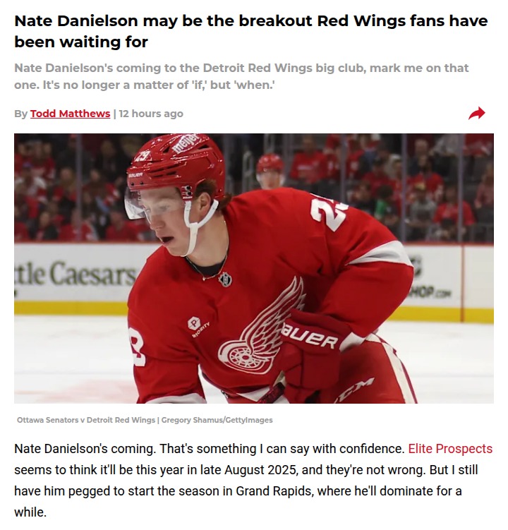 Nate Danielson’s big moment could be near