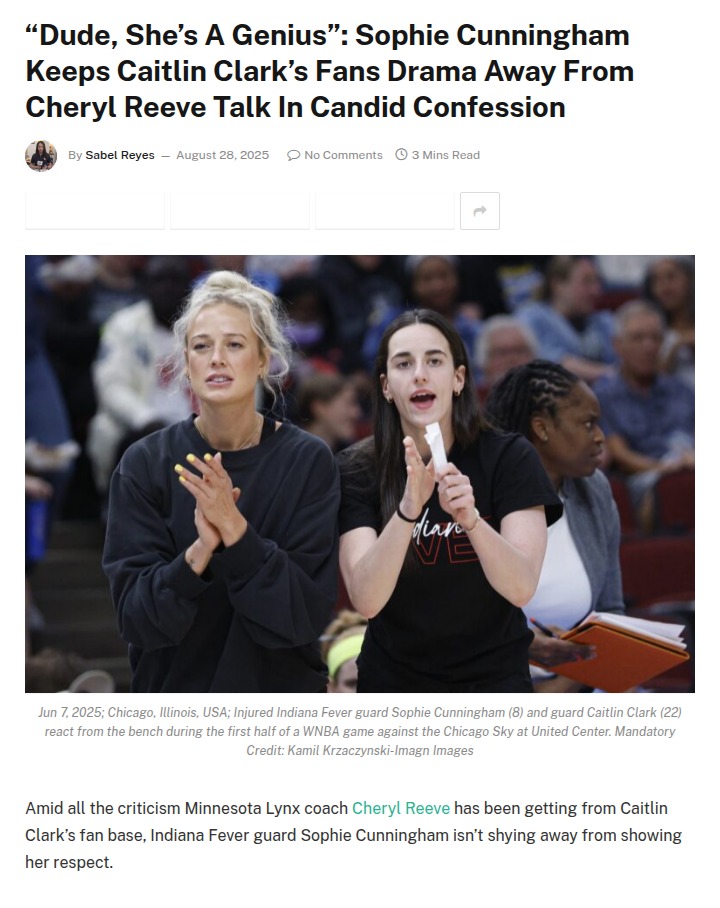 Cunningham Defends Reeve Amid Clark Fan Heat