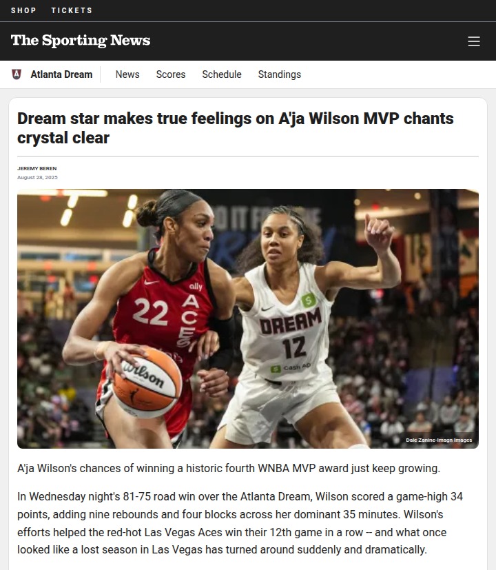 Atlanta Dream fans divided over MVP chants