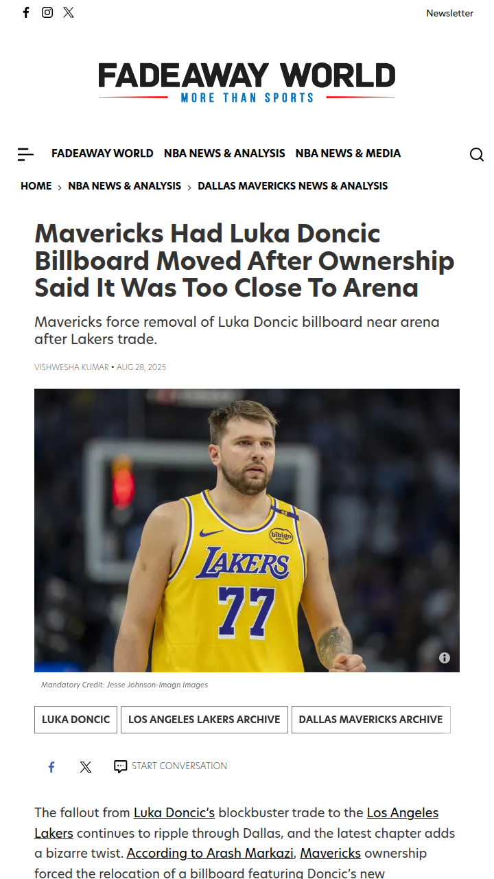 Dallas can’t escape Luka: Billboard drama heats up
