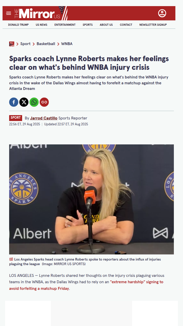 WNBA Injury Bug Bites Fever vs Sparks