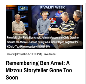 Columbia mourns Mizzou storyteller Ben Arnet