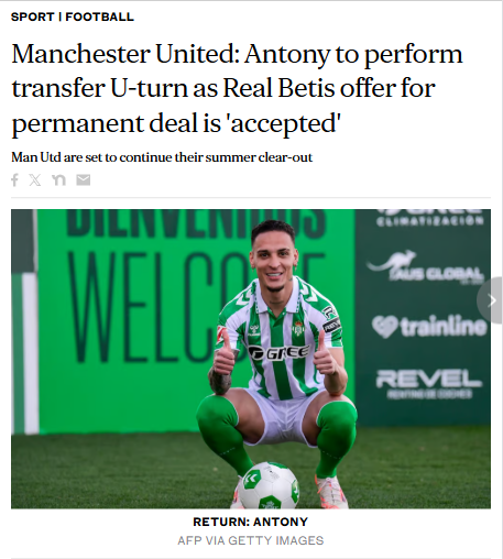 Antony’s Betis Return: Man United’s Costly U-turn