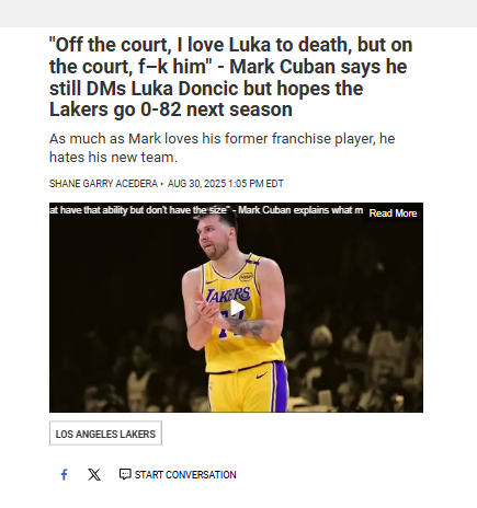 Cuban Still Roots for Luka, But Not the Lakers!