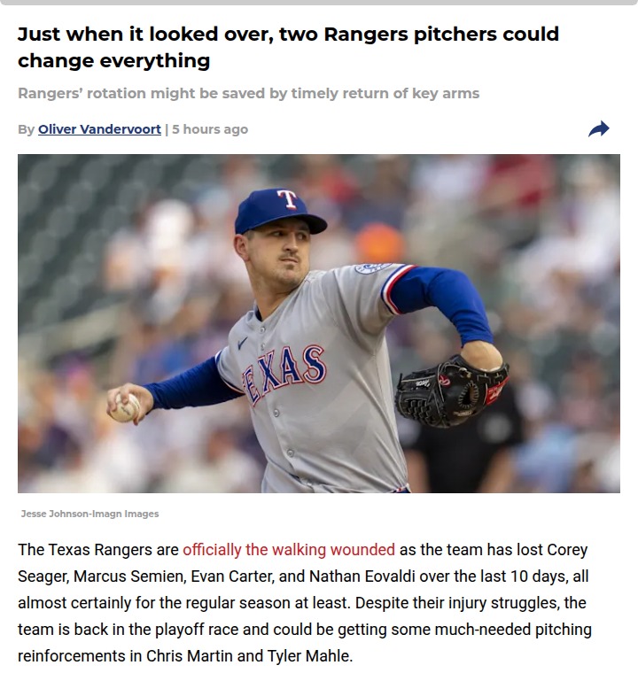 Rangers’ playoff hopes boosted by pitching reinforcements