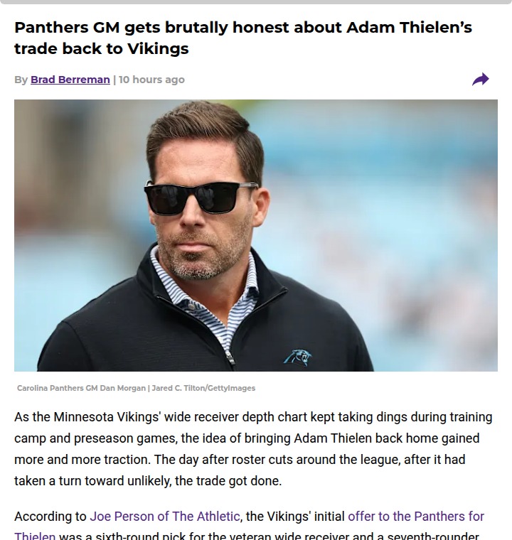 Thielen’s Homecoming: Panthers GM Gets Real