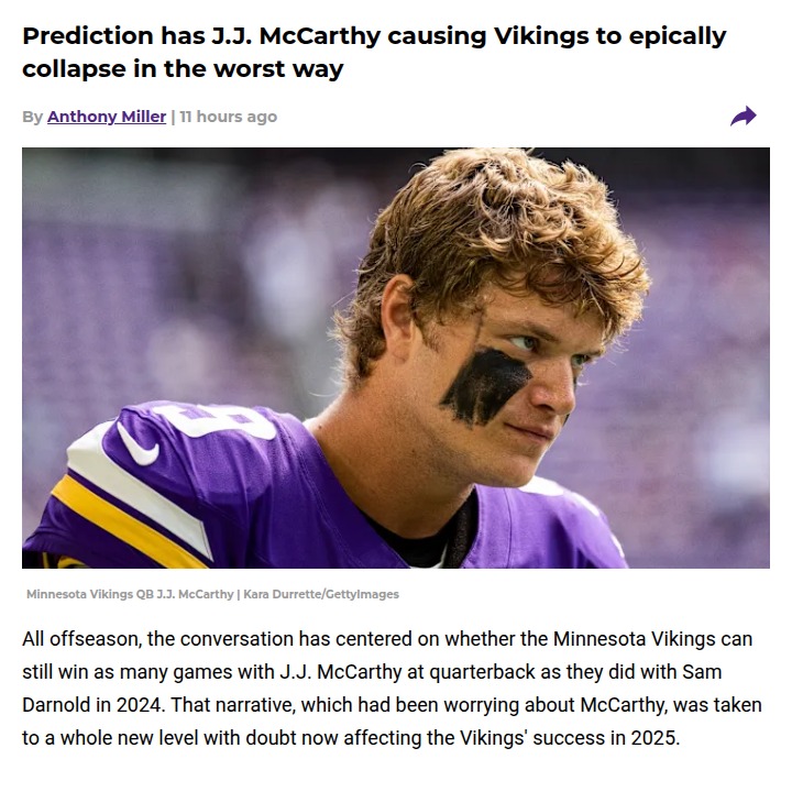 Why Vikings fans shouldn’t panic about J.J. McCarthy