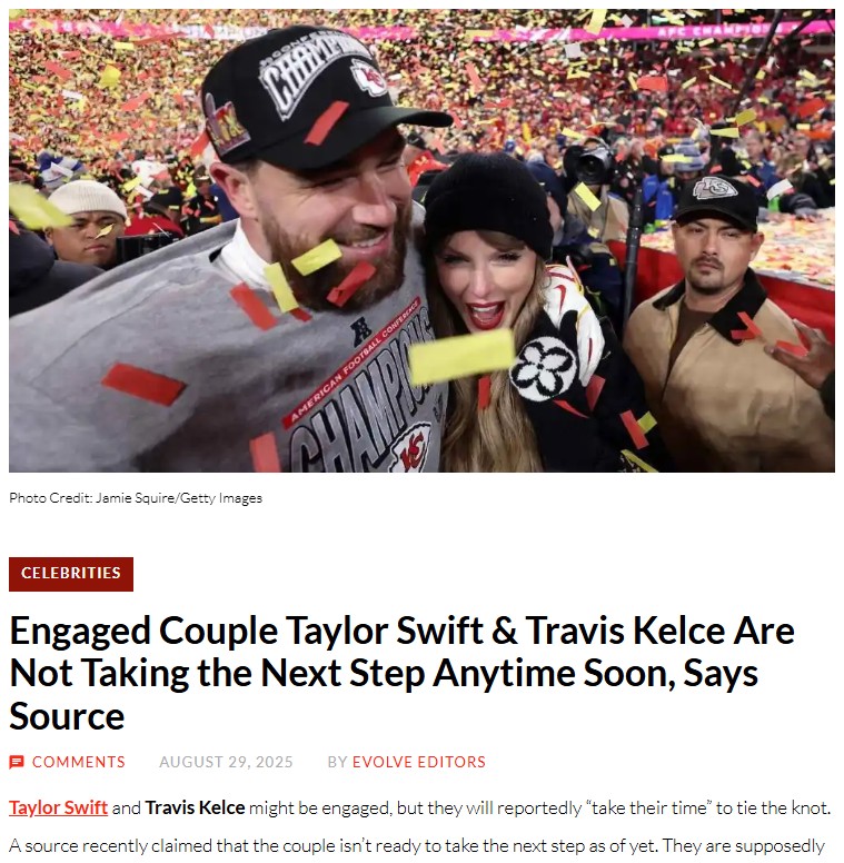 Taylor Swift Engaged, But No Rush to the Altar