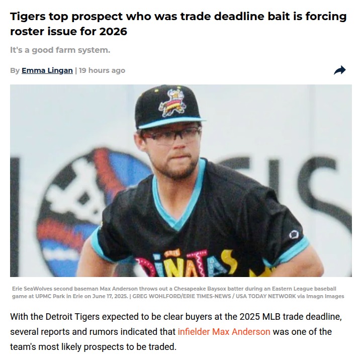 Max Anderson’s bat is shaking up the Tigers’ plans