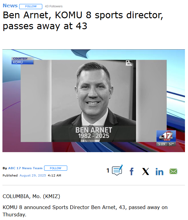 Columbia mourns loss of sports voice Ben Arnet