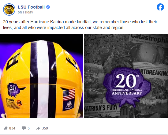 LSU vs Clemson: Helmet tribute honors Katrina