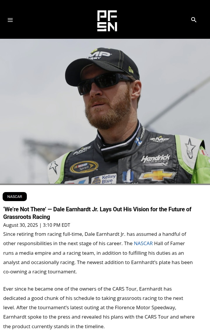 Dale Jr. pushes grassroots racing forward