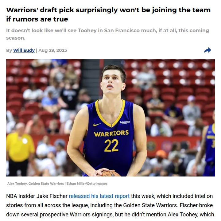 Warriors Skip on Toohey: Focus on Win-Now Moves