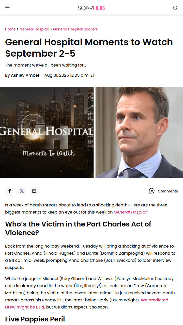 Port Charles faces a deadly week