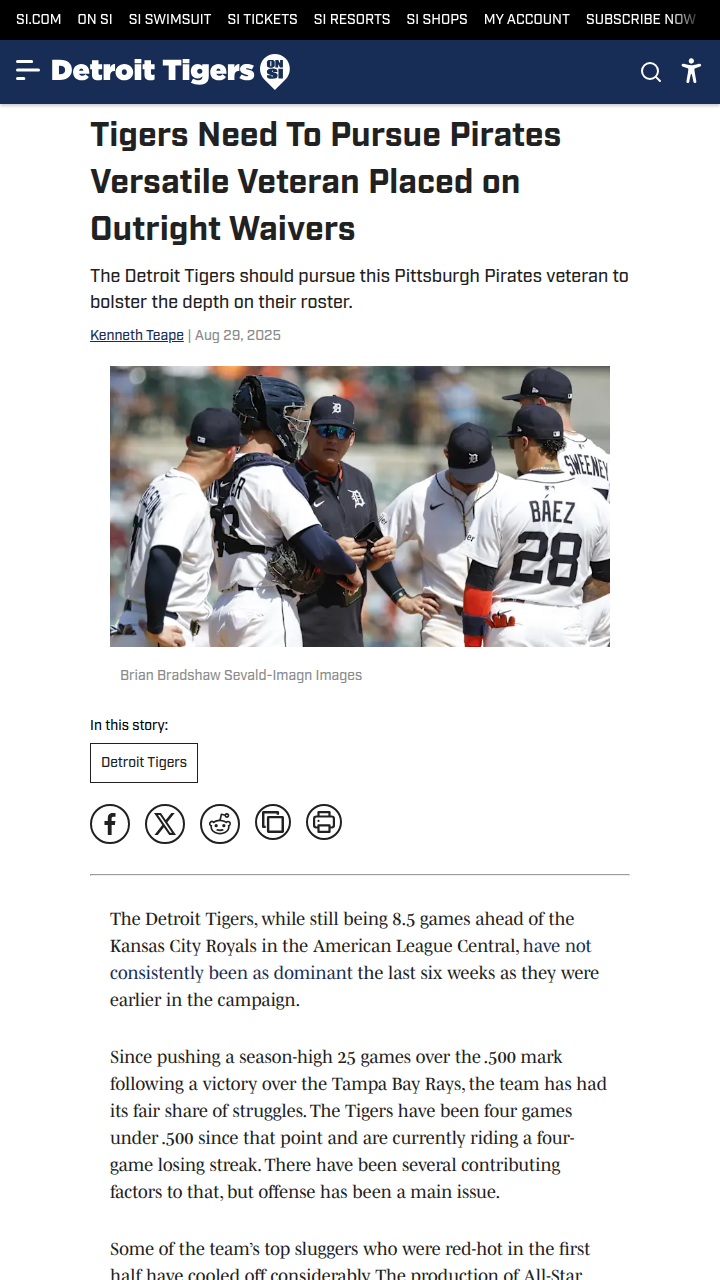 Tigers eye Pirates veteran to fix infield woes