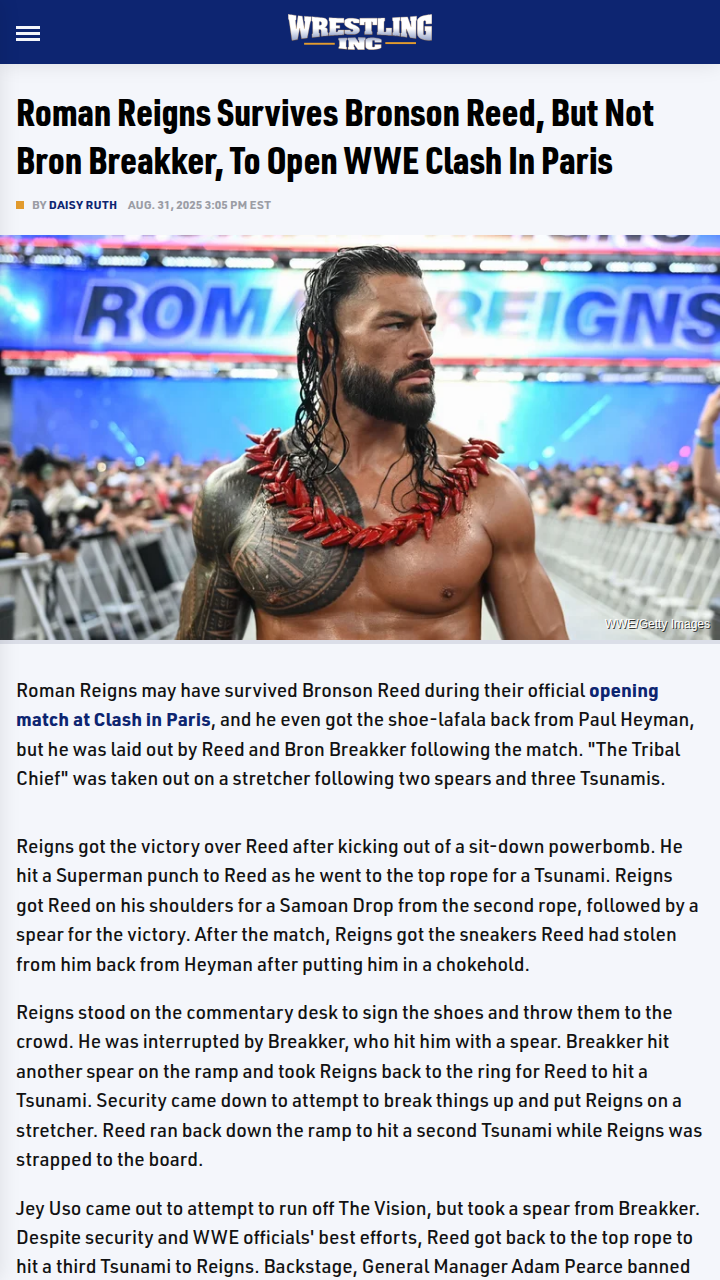 Roman Reigns Stretchered Out After Paris Chaos