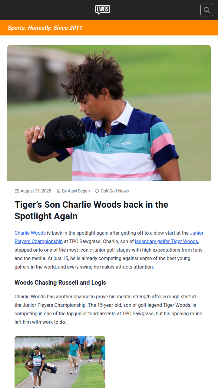 Charlie Woods fights back at TPC Sawgrass