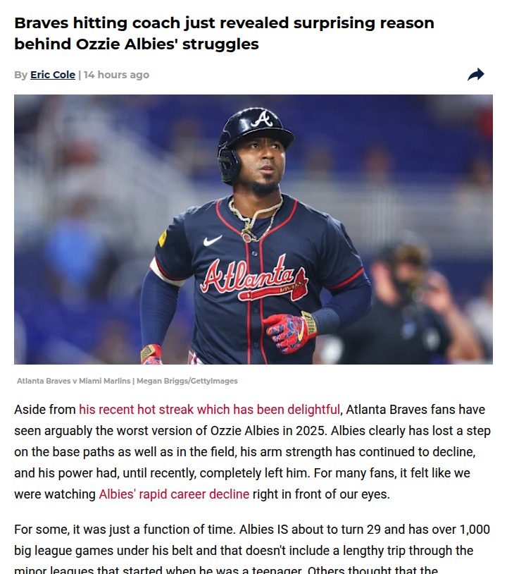 Ozzie Albies’ struggles traced to lingering wrist injury
