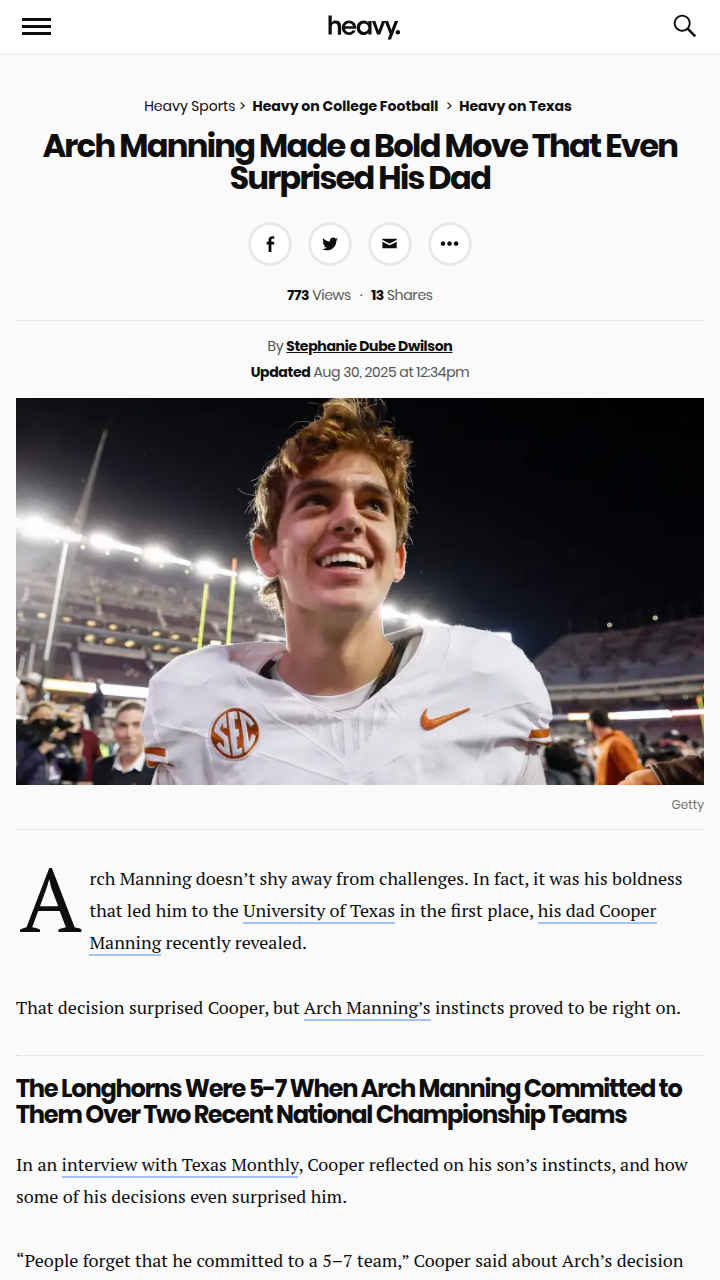 Arch Manning’s Texas Gamble: Legacy in the Making?