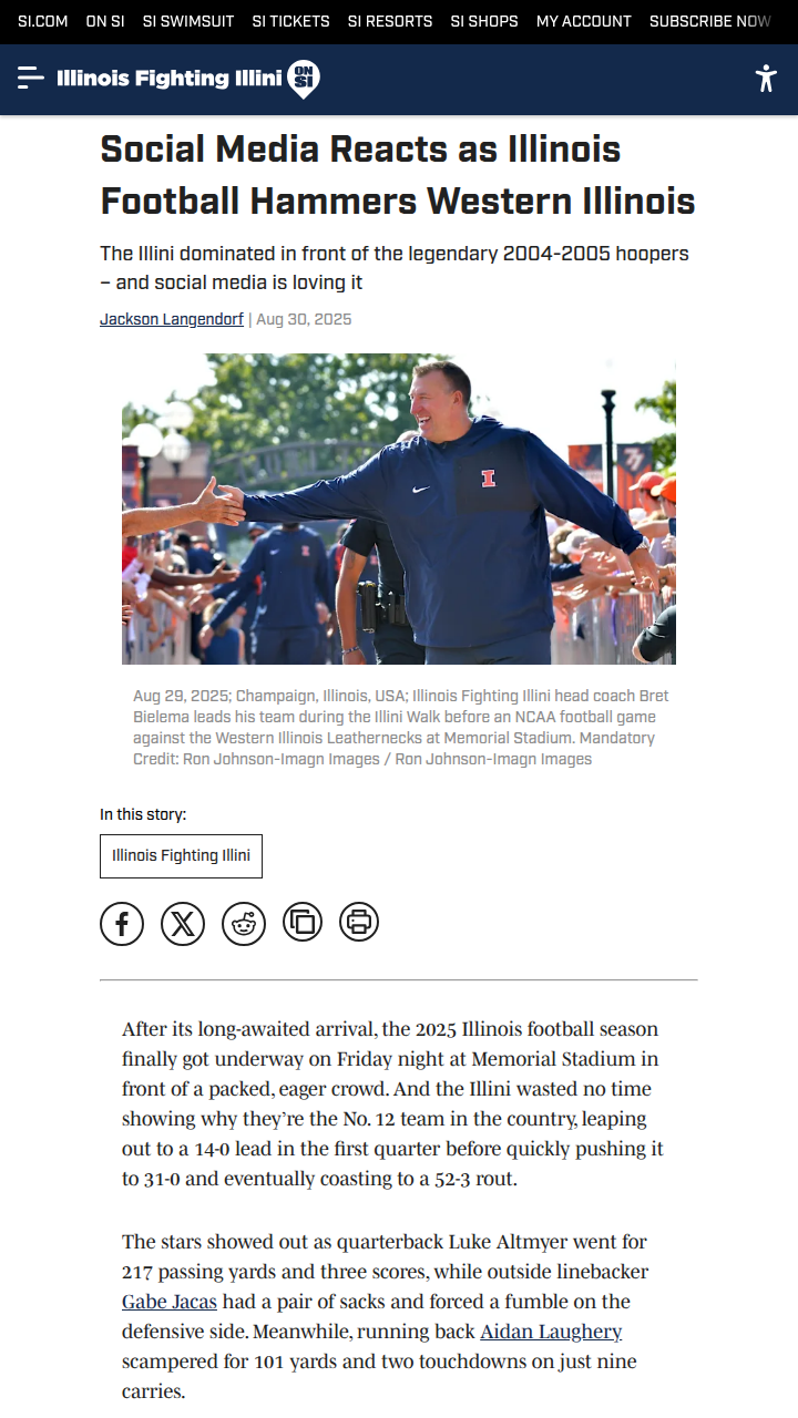 Illinois football dominates in season opener