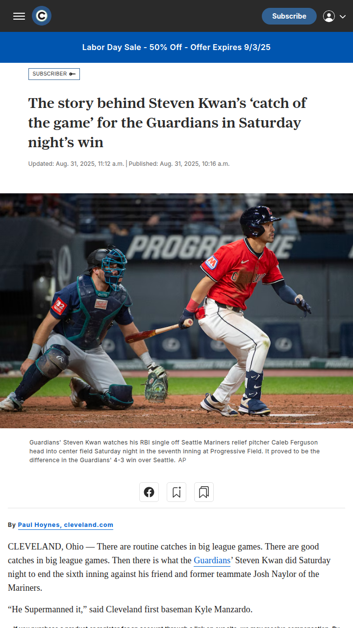 Steven Kwan’s Superman catch stuns Cleveland