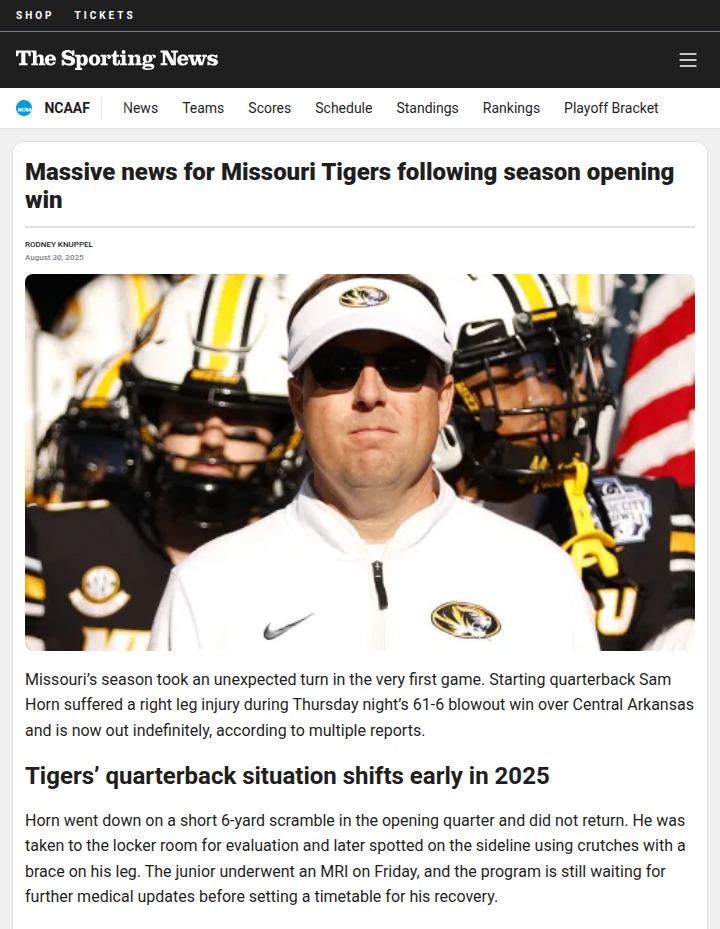 Missouri Tigers face major QB shakeup
