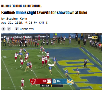 Illinois football favored in Duke showdown