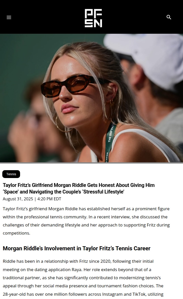 Taylor Fritz Girlfriend Morgan Riddle Talks US Open Stress