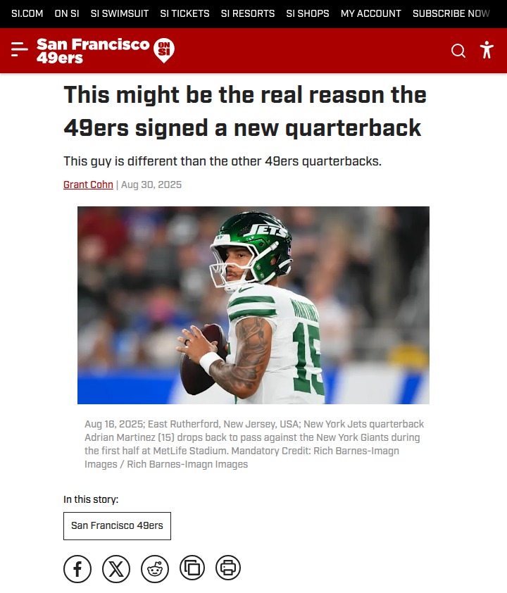 Why the 49ers really brought in Adrian Martinez