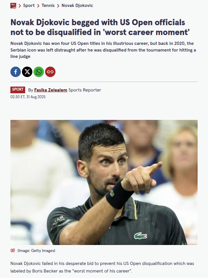 Djokovic’s US Open Disqualification Drama