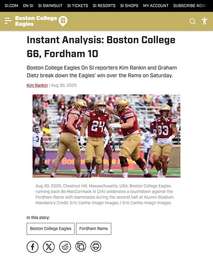 Boston College football dominates with aerial attack