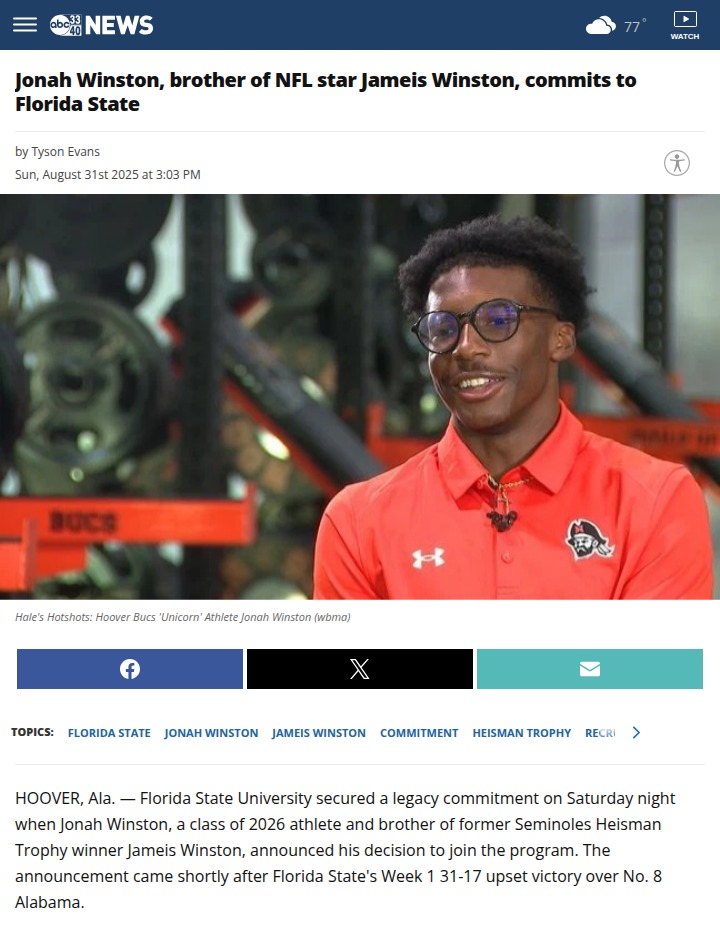 FSU lands Jameis Winston’s brother!
