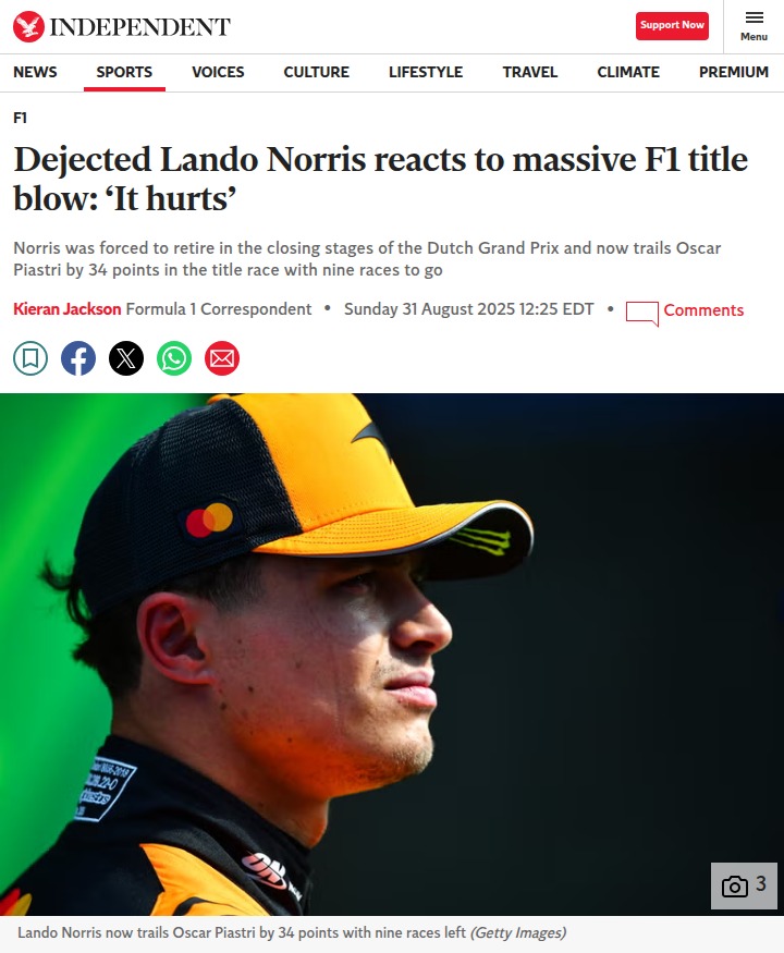 Norris’ Dutch GP Heartbreak: F1 Title Hopes Fade