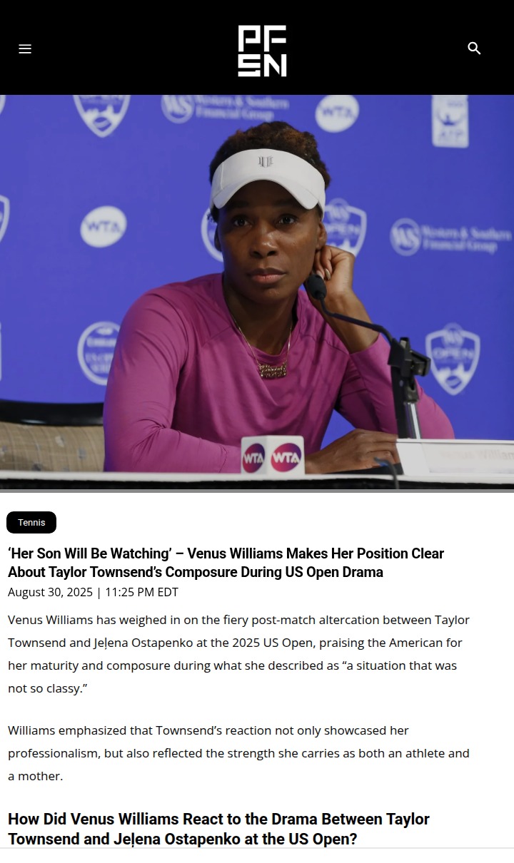 Townsend vs Ostapenko: US Open Drama & Venus’ Take