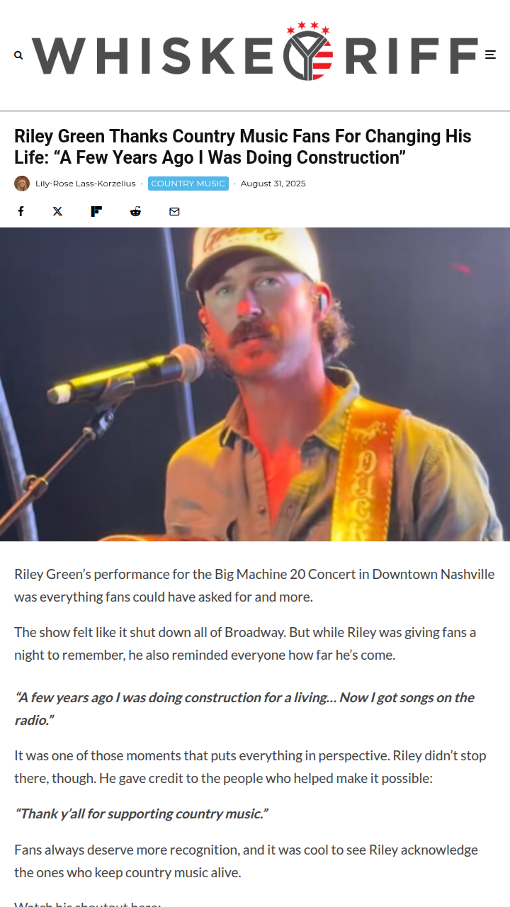 Riley Green’s Nashville journey: From job site to sold-out shows