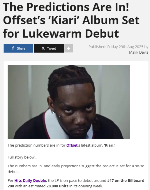 Offset’s ‘Kiari’ Flops? Fans Blame Cardi B Drama 😬