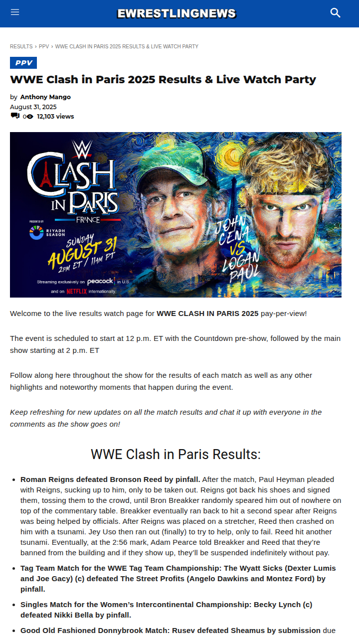 Reigns vs Reed: Paris Chaos & Surprise Attack!