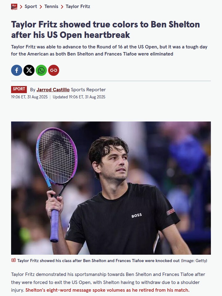 Fritz Rises as Shelton, Tiafoe Exit US Open
