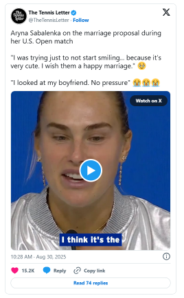 Sabalenka Puts Boyfriend on Notice at US Open